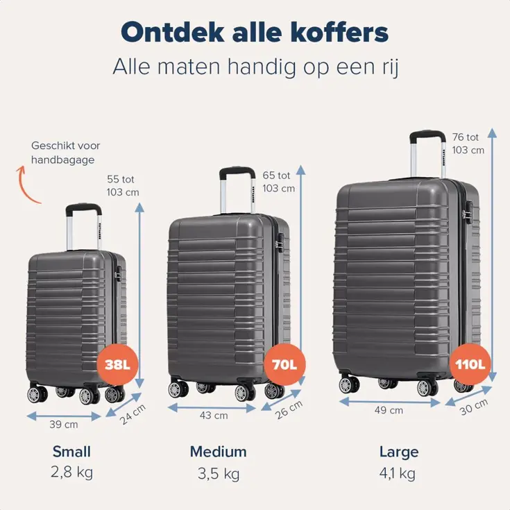 Kofferset – 2 Delig – 38L – Donkergrijs