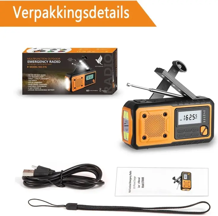Noodradio FM/AM - 4400mAh - Solar Opwindbaar