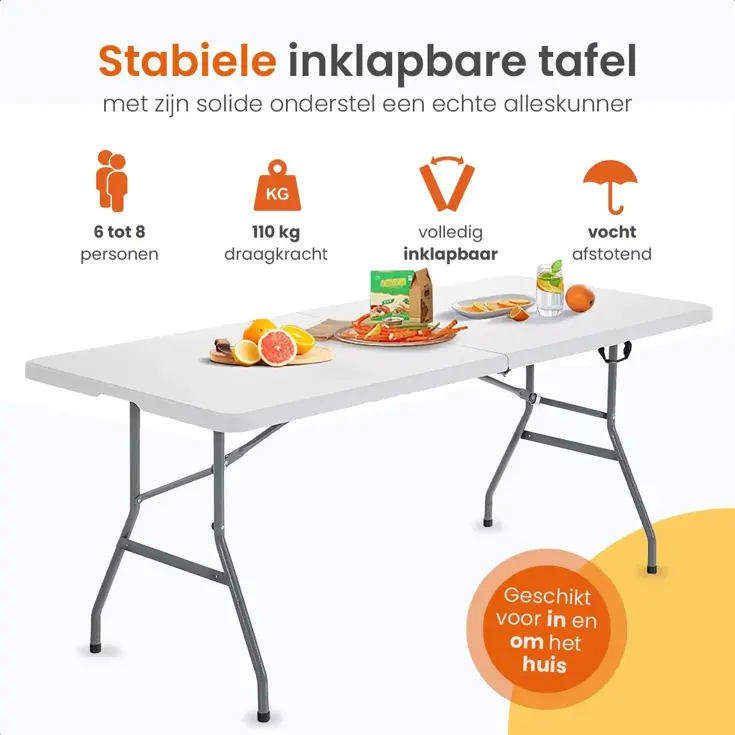 Inklapbare Tafel - Weerbestendig - 180x70x74cm