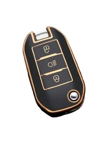 TPU Sleutelhoesje voor Peugeot goud A3B