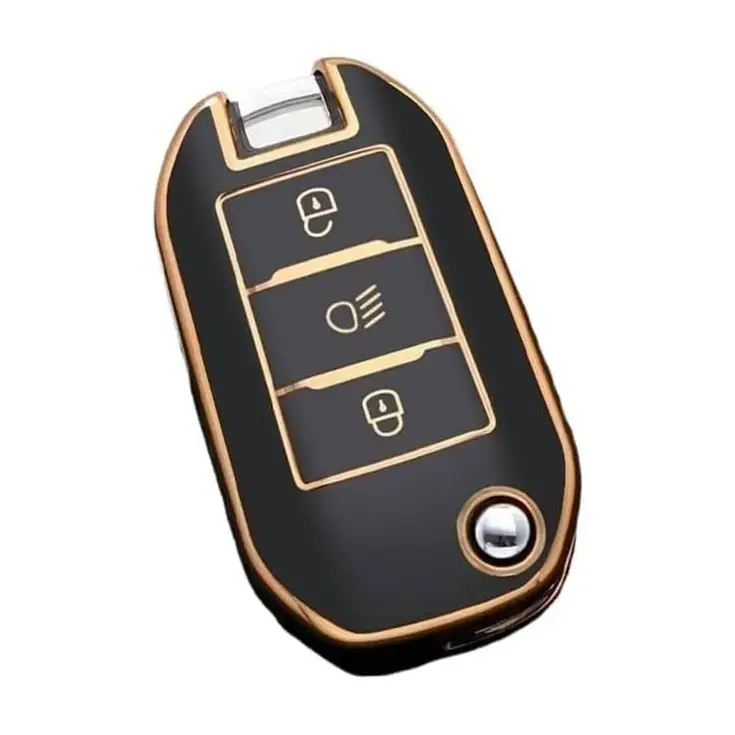 TPU Sleutelhoesje voor Peugeot goud A3B
