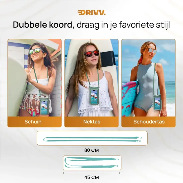 Drivv. Waterdicht Telefoonhoesje - 6.8" Groen