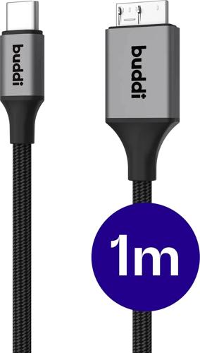Flex USB-C naar Micro-B Kabel 1M Zwart