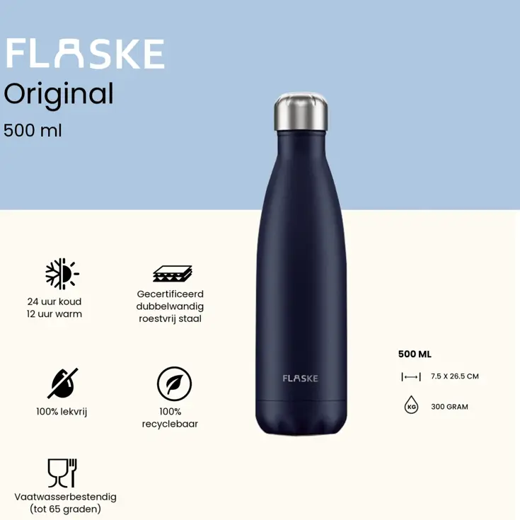FLASKE 500 ml  RVS Drinkfles
