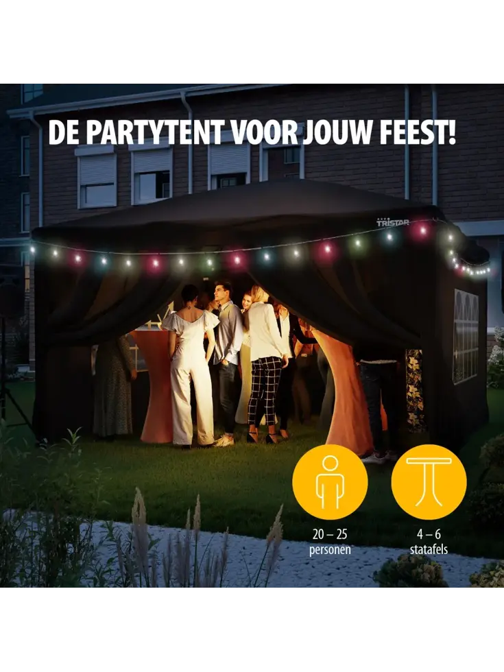 Partytent 3.6x3.6m - PT-7807 - Easy Up - Antraciet