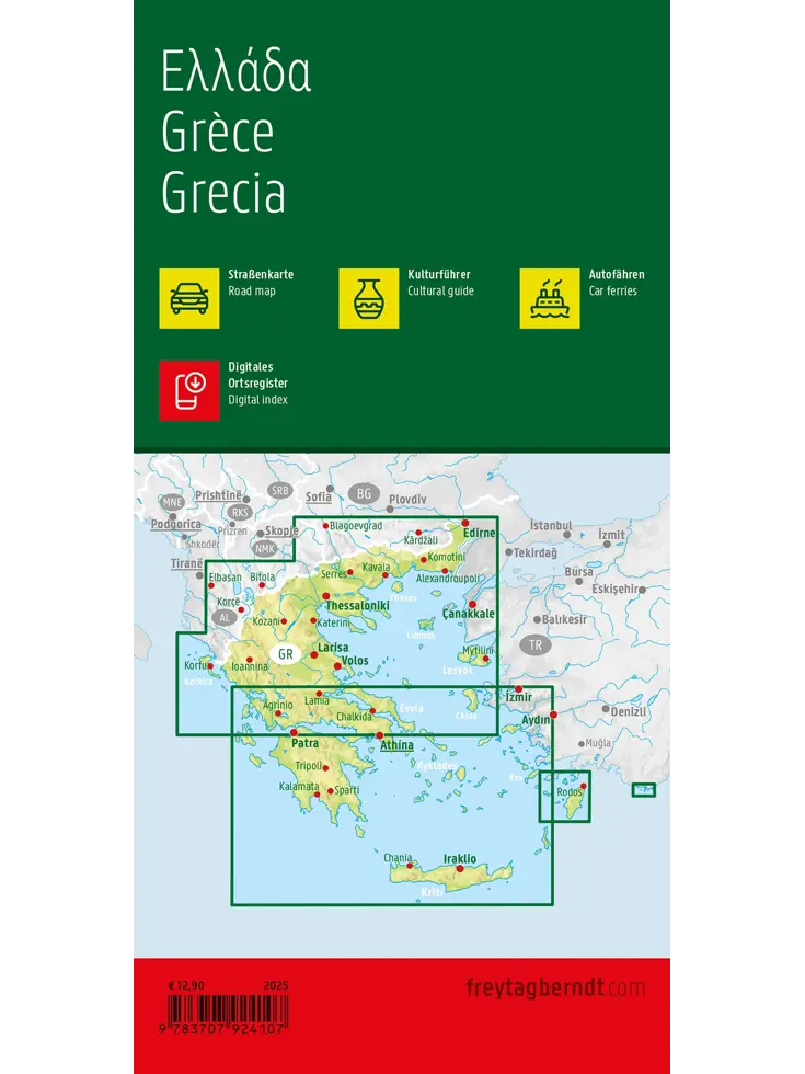 Wegenkaart Griekenland 2-zijdig 1:500.000