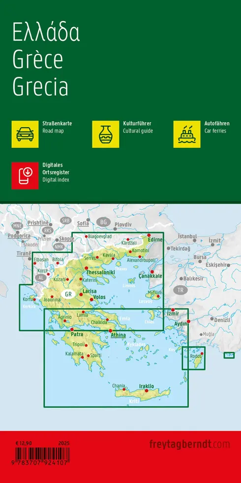 Wegenkaart Griekenland 2-zijdig 1:500.000