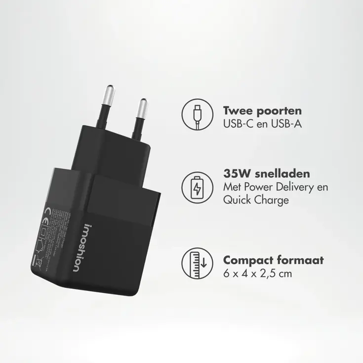 Wall Charger - Oplader - USB-C/USB - 35 Watt