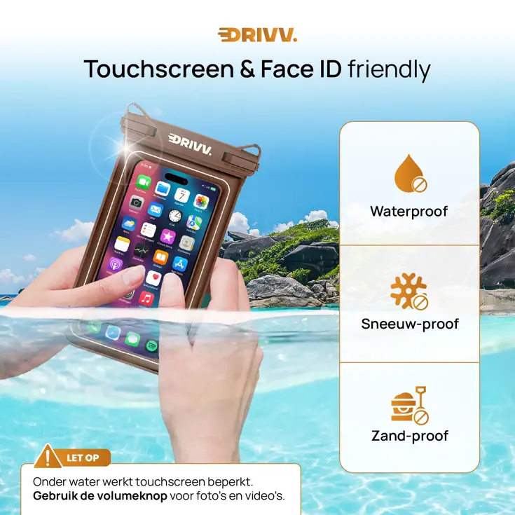 Waterdicht Telefoonhoesje - 6.8" Bruin - Drijvend