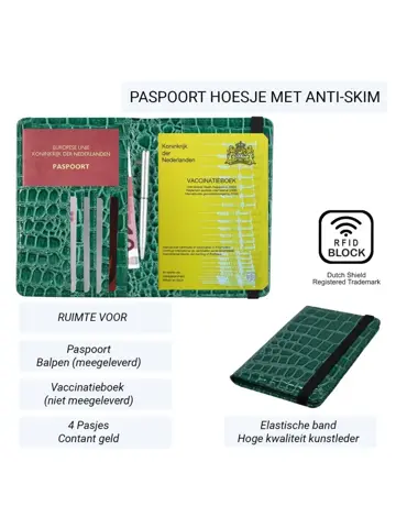 RFID Vaccinatiepaspoort Hoes - Anti Skim Krokodil