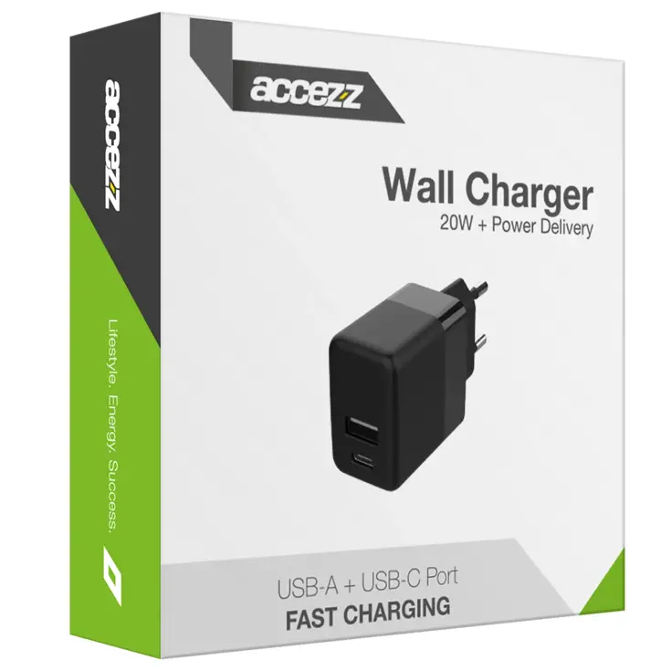 Accezz Oplader USB-C en USB - 20 Watt