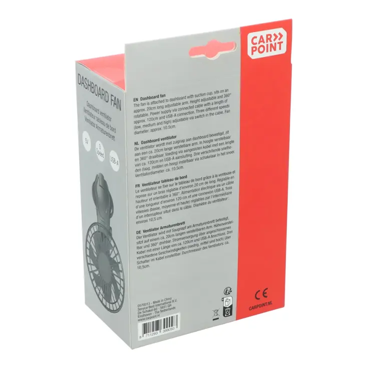 Ventilator met zuignap voor dashboard 10,5 cm