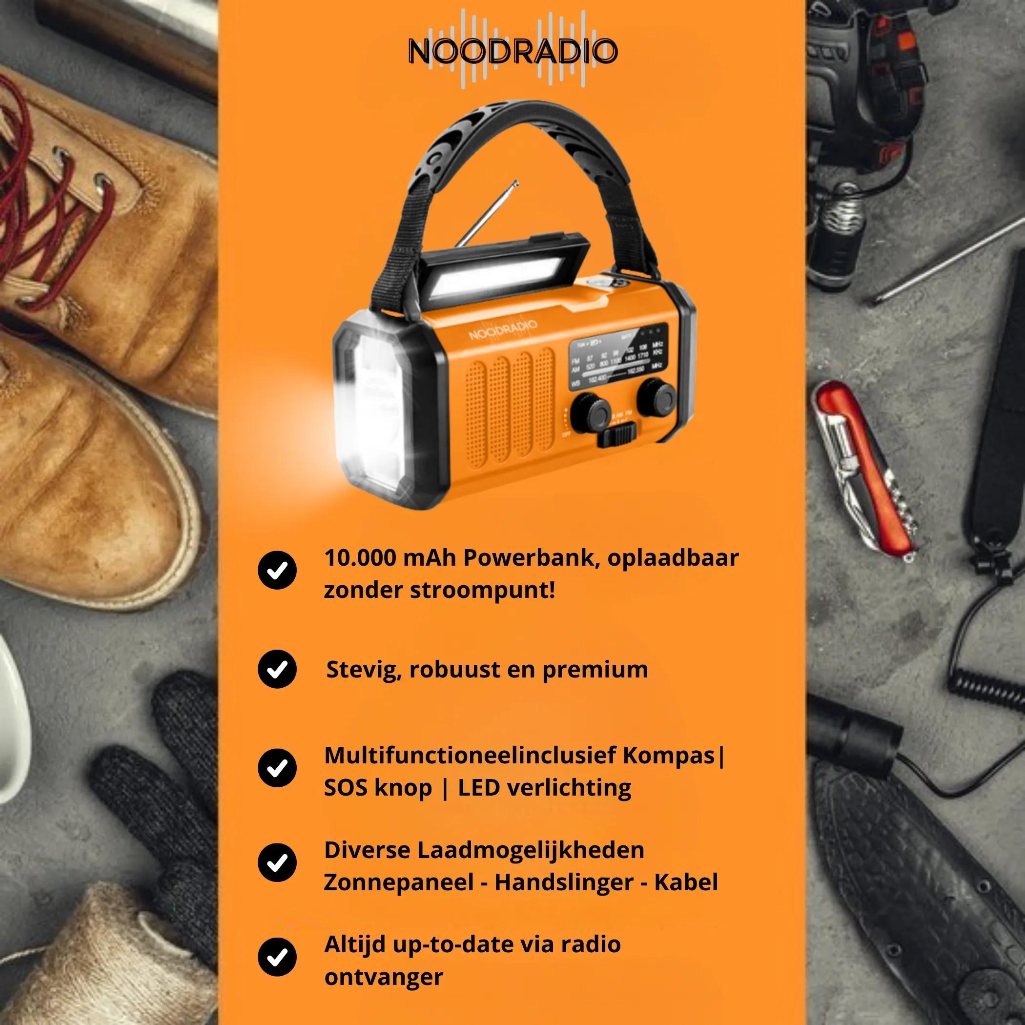 Opwindbare Noodradio met Lamp en Powerbank – Ideaal voor Noodgevallen – Veilig Noodpakket