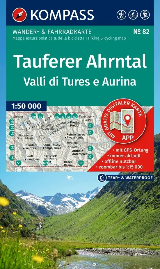 Kompass Wandelkaart WK82 Tauferer Ahrntal