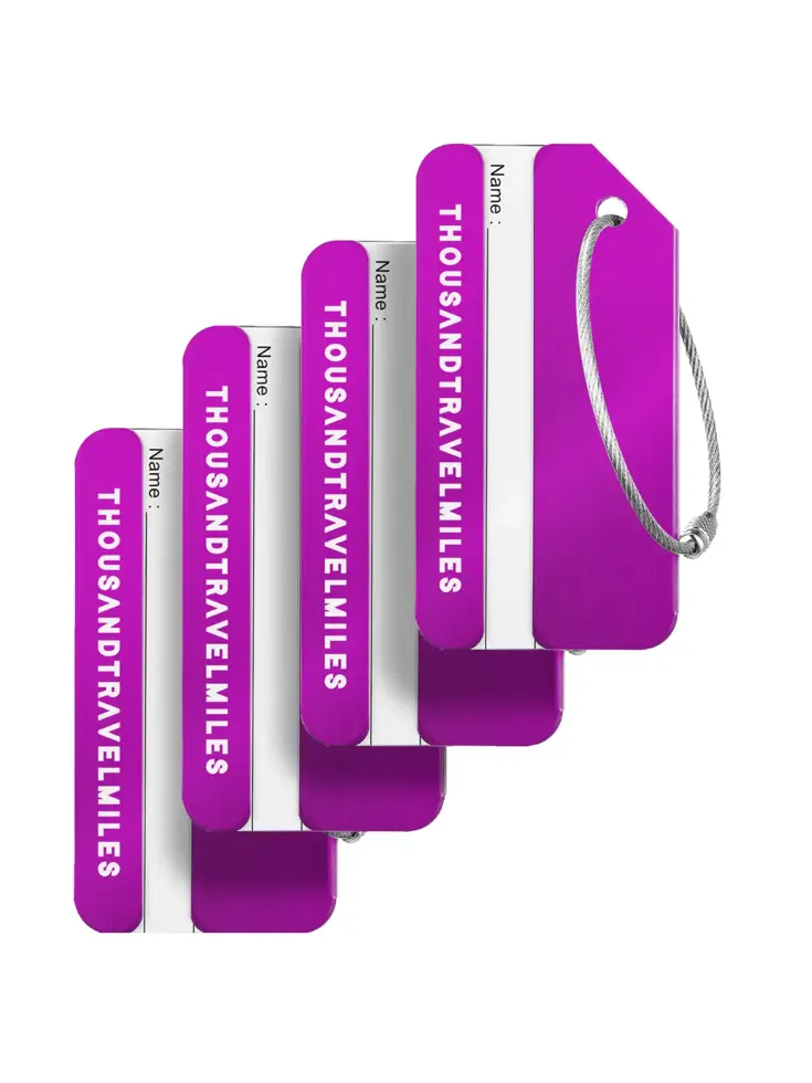Aluminium kofferlabels – 4 stuks – Paars