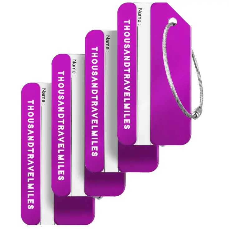 Aluminium kofferlabels – 4 stuks – Paars