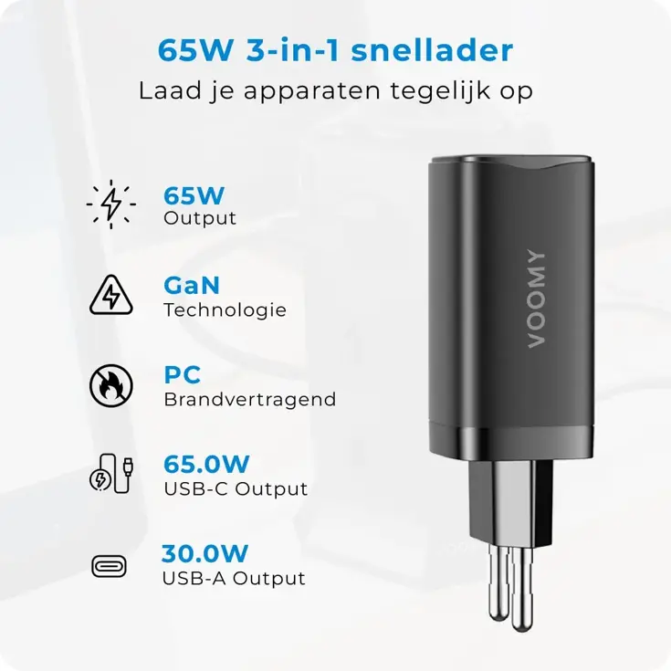 Charge M65 - Snellader - 65W 3-in-1