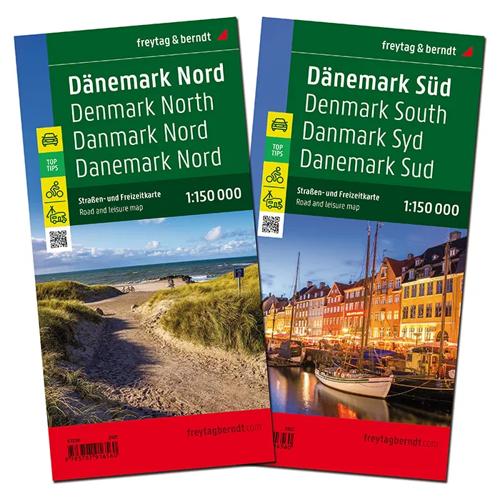 Wegenkaart Denemarken Noord en Zuid set
