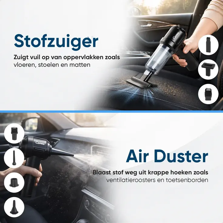 2-in-1 Auto Stofzuiger - Kruimeldief