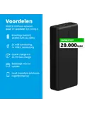 Powerbank 20.000 mAh - Zwart