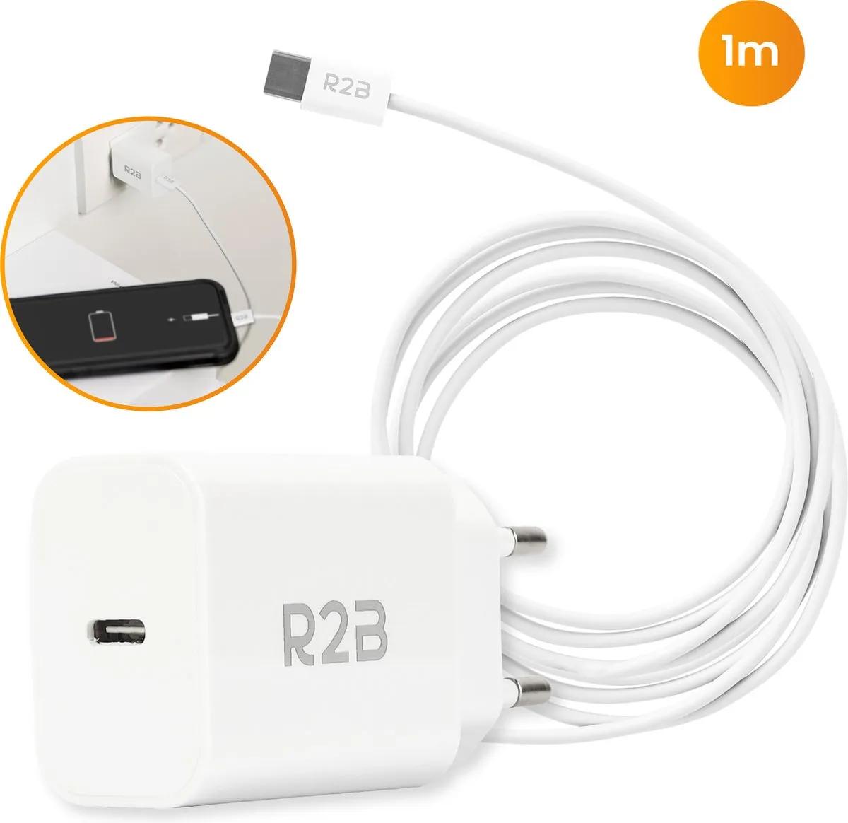 R2B  USB-C Kabel 1 meter met USB-C Adapter  Wit main product image