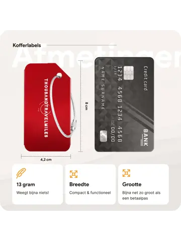 Kofferriem + 2 Bagagelabel – 3-delig – Rood