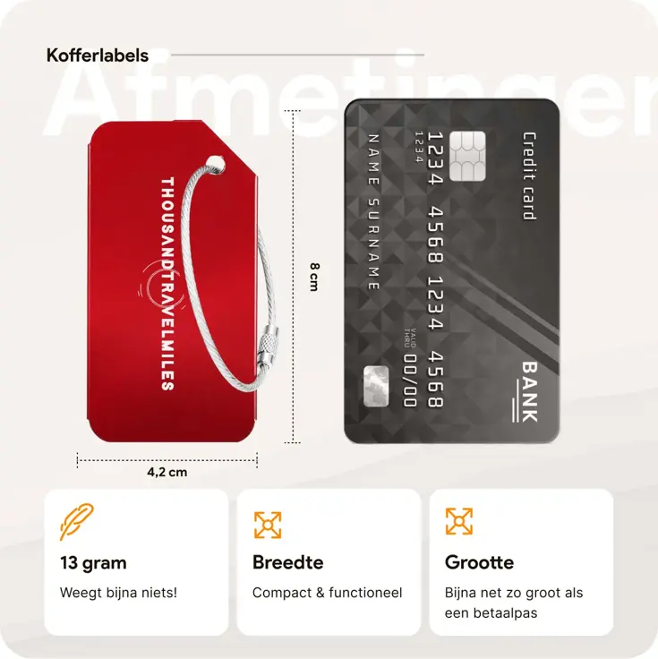 Kofferriem + 2 Bagagelabel – 3-delig – Rood