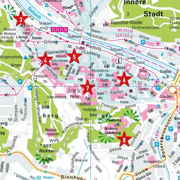 Stadsplattegrond City Map Salzburg 1:12.000