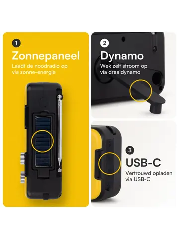 Noodradio Opwindbaar en Batterij