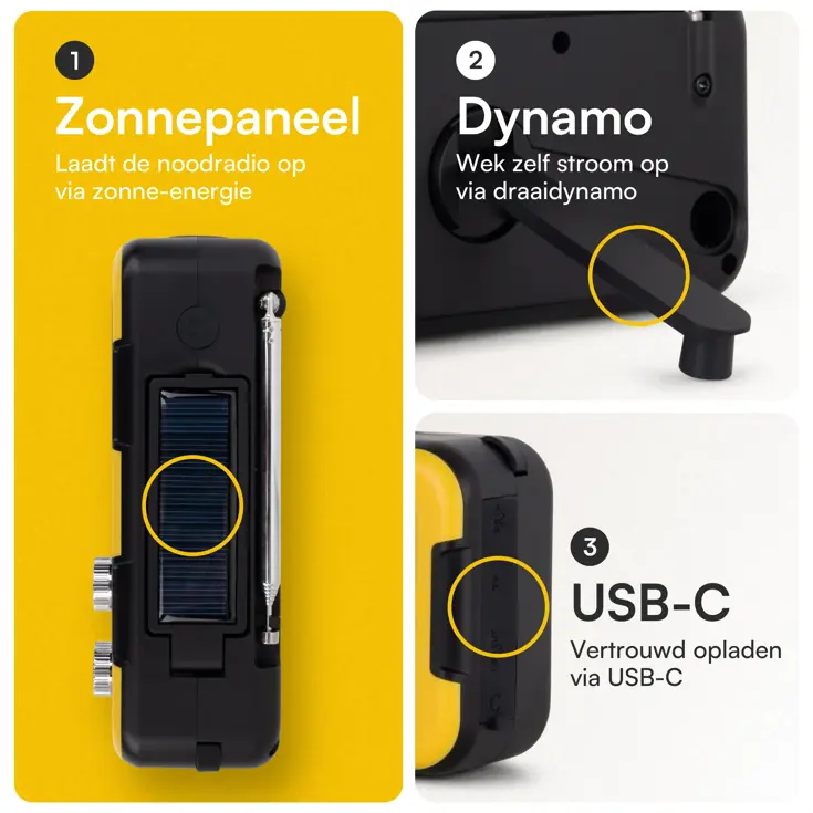 Noodradio Opwindbaar en Batterij