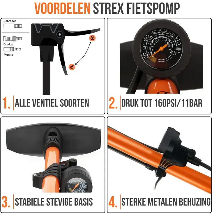 Fietspomp 12 Bar - Drukmeter