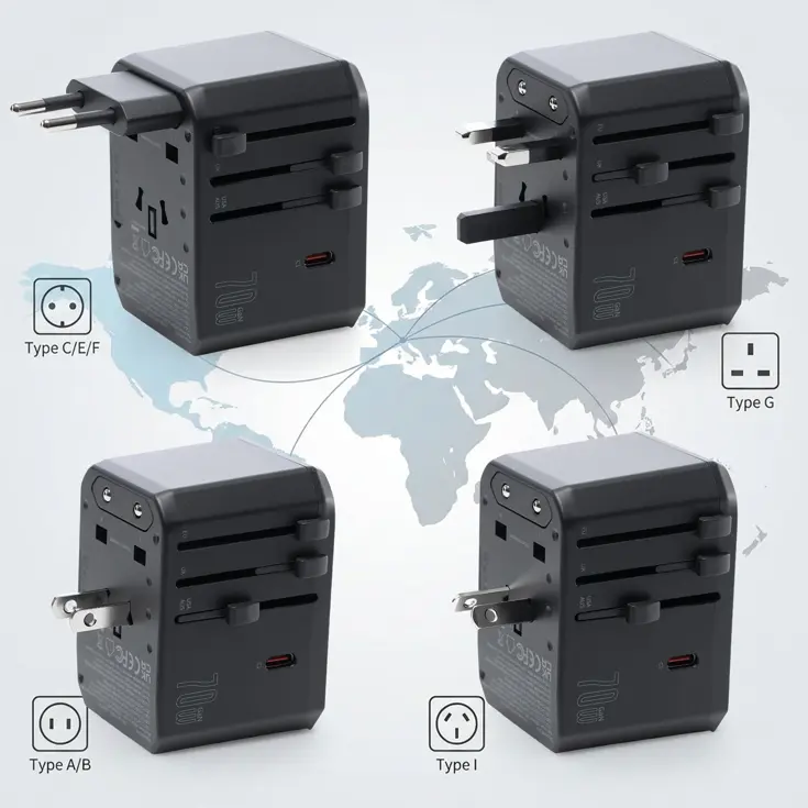 Wereldstekker 70W 3x USB-C & 2x USB-A