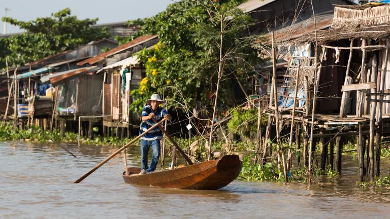 Can Tho, Vietnam, November 2016. In Can Tho, a town on the Mekong river delta, the best way to get around is by boat. Highlights are the floating market and the small channels through the countriside. Vietnam is a popular Asian travel destination for tourists and travelers. Photo by Frits Meyst / MeystPhoto.com