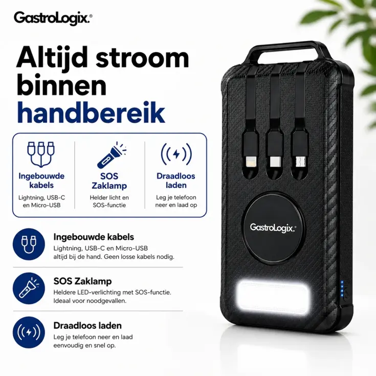 Solar Powerbank Zwart 10.000 mah