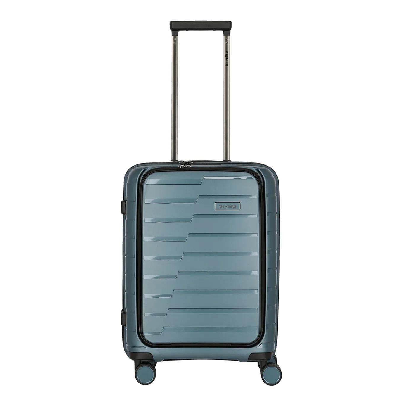 Travelite  4 wiel trolley s front-pocket Blauw  Blauw main product image