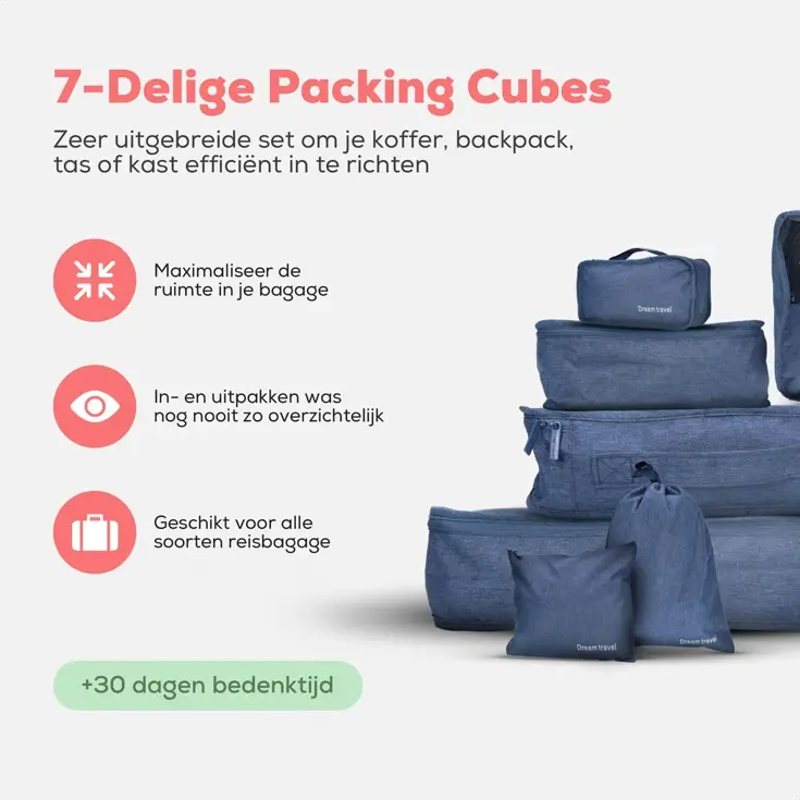 Packing cubes  7 stuks  complete set