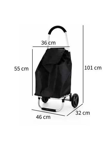 Boodschappentrolley 53L Zwart Met Wielen