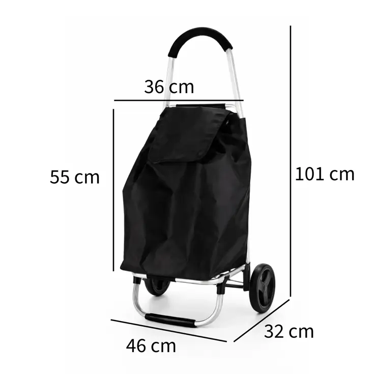 Boodschappentrolley 53L Zwart Met Wielen