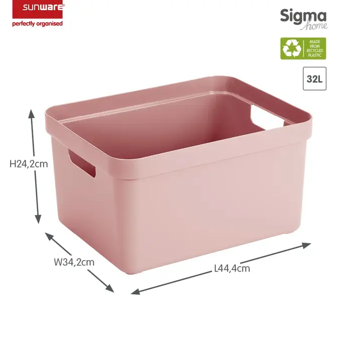 Sigma home - Opbergbox - 32L roze - 4-delig