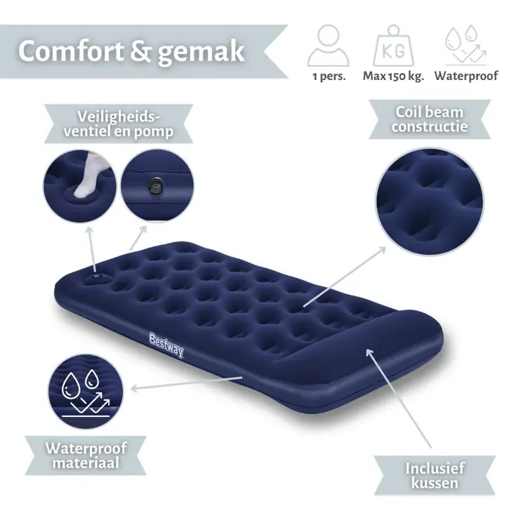 Luchtbed - Bestway - 1P - 99x188 cm + pomp
