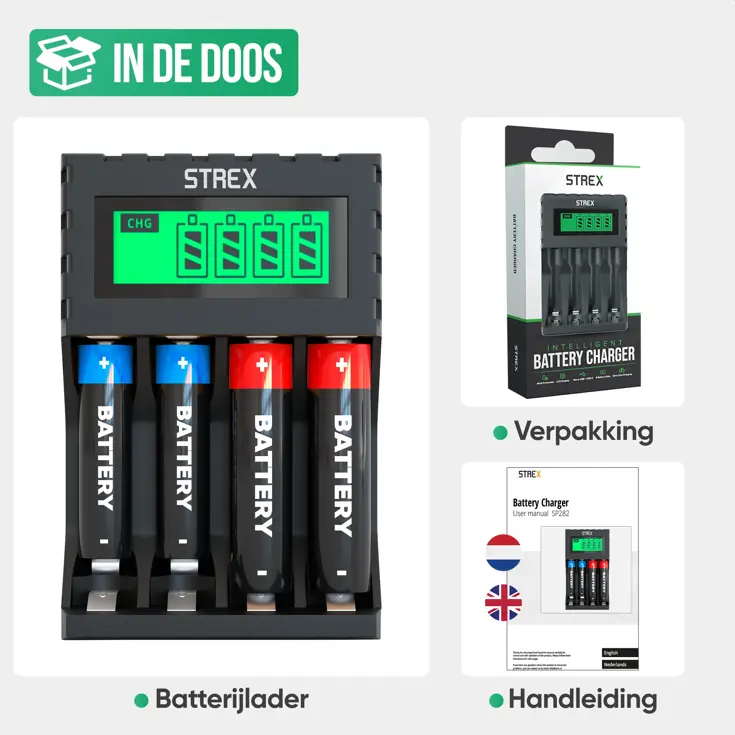Batterijoplader USB - 4x AA/AAA