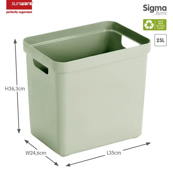 Sigma home - Opbergbox - 25L groen - 4-delig
