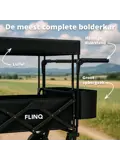 Bolderkar Deluxe met dak - 100L - 130KG - Zwart