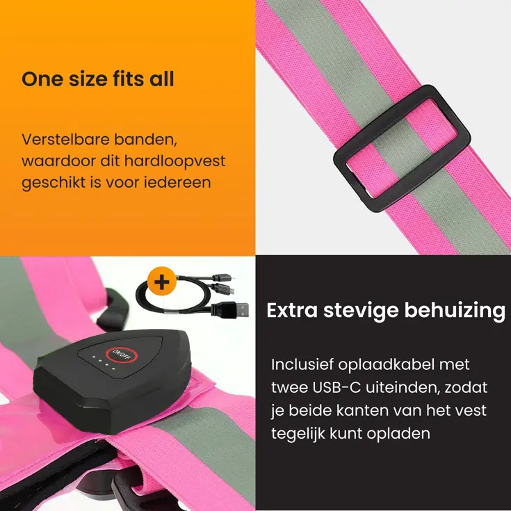 Hardloopvest met verlichting oplaadbaar