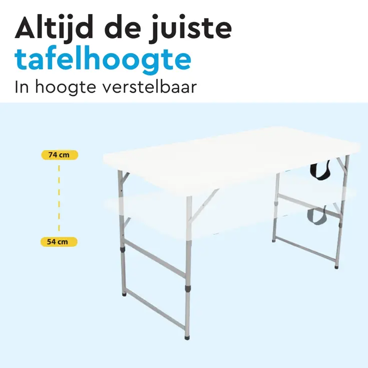 Inklapbare Vouwtafel Wit - 120x60x74cm