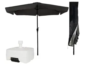 CUHOC Parasol Zwart + Verrijdbare Voet + Hoes