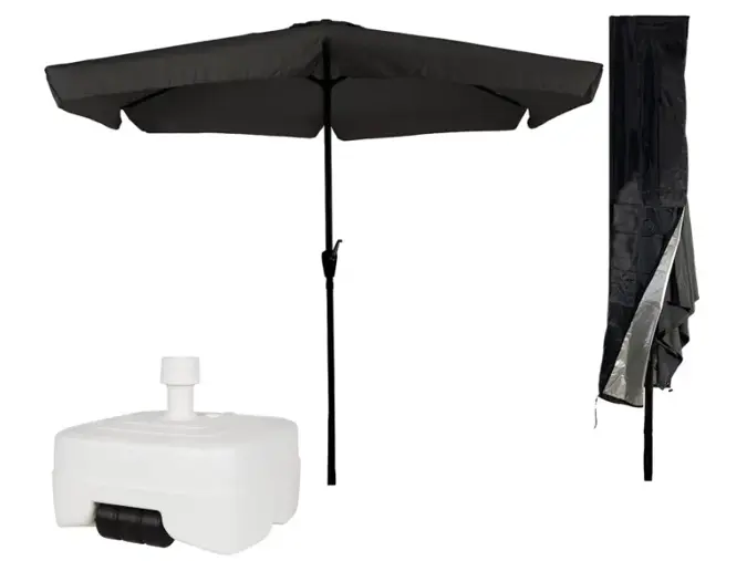 CUHOC Parasol Zwart + Verrijdbare Voet + Hoes