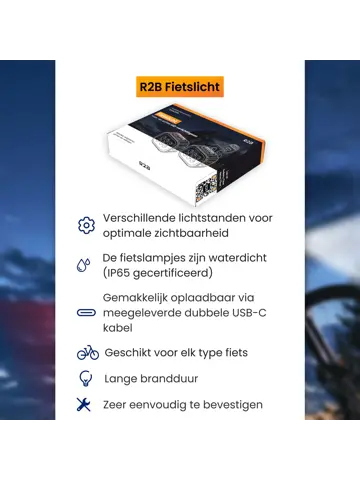 Fietslicht voor en achter USB-C Opladen