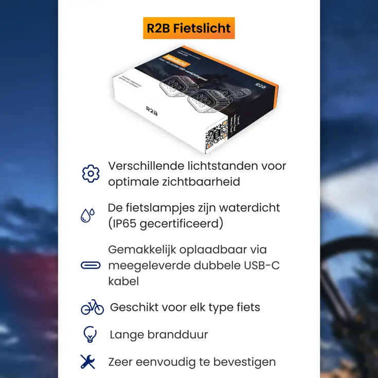 Fietslicht voor en achter USB-C Opladen