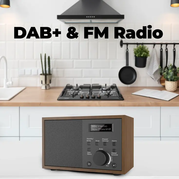 DAB+/FM Radio Wekker Datum & tijd weergave